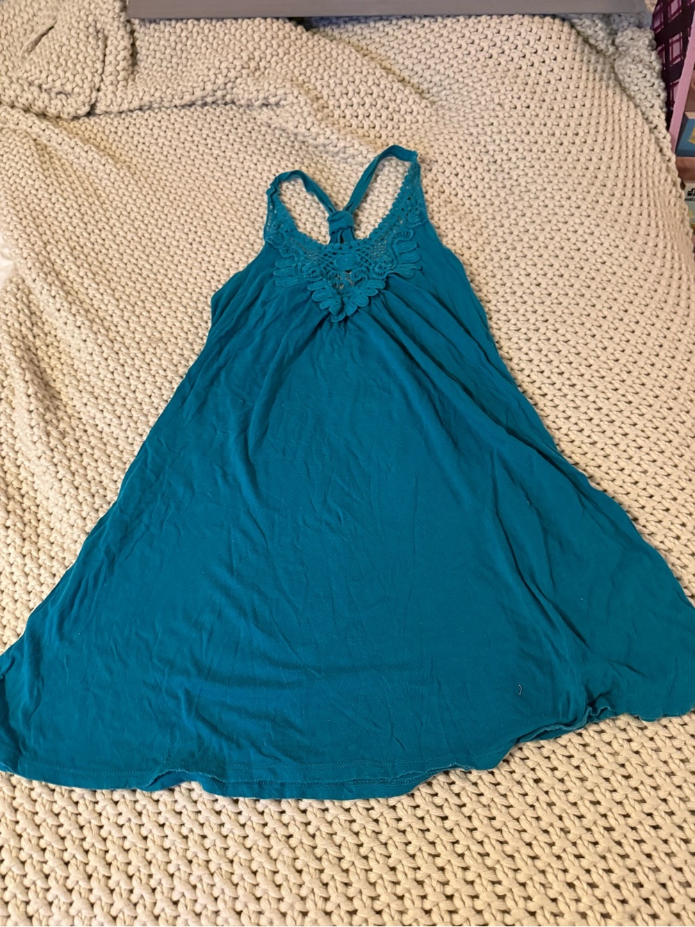 Xhilaration Teal Crochet Racerback Camisole Swing Tank